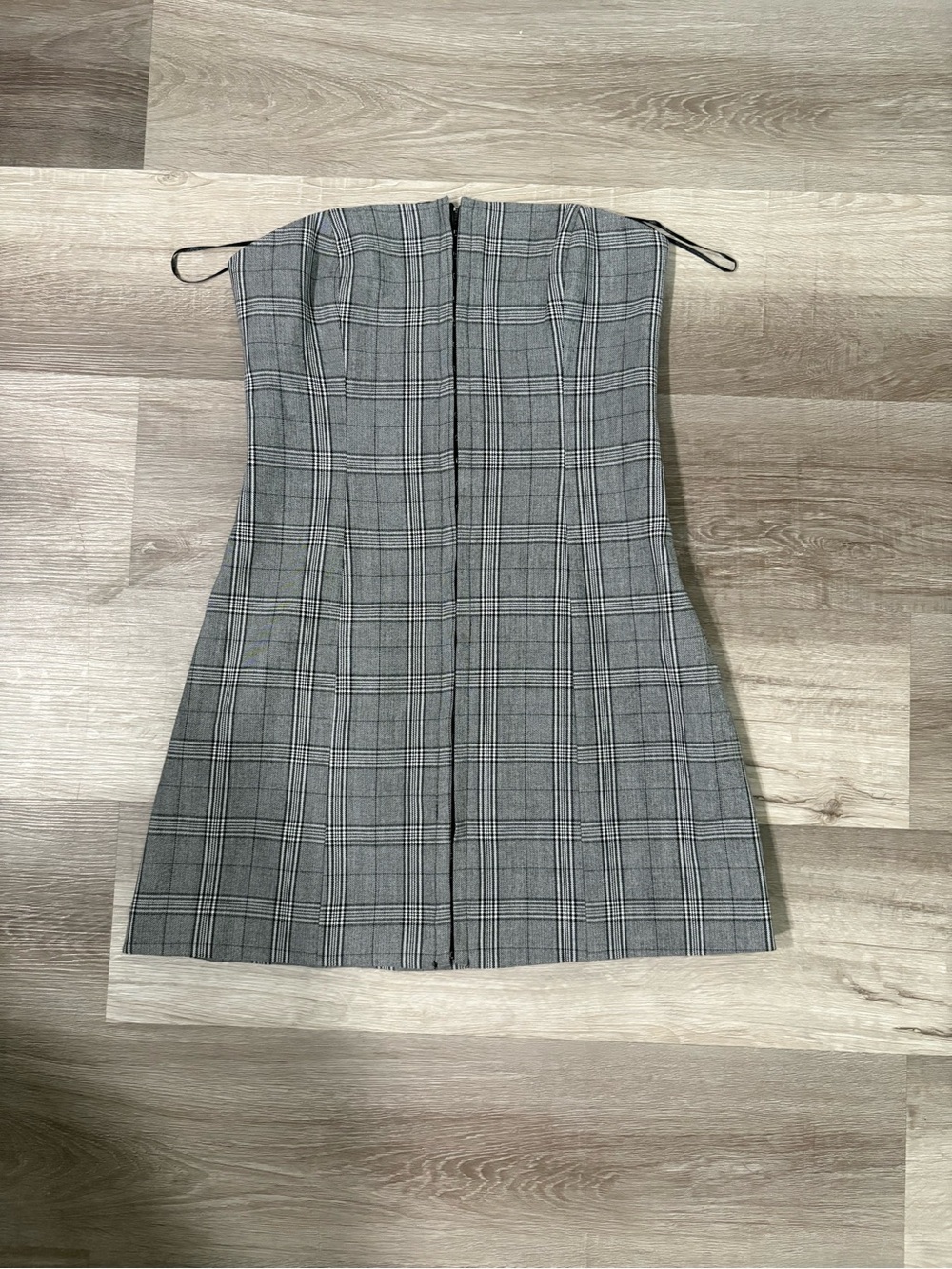 Dynamite Strapless Plaid Mini fitted Dress - Gray